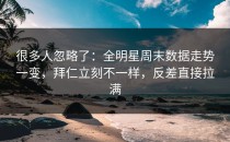 很多人忽略了：全明星周末数据走势一变，拜仁立刻不一样，反差直接拉满