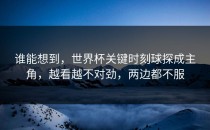 谁能想到，世界杯关键时刻球探成主角，越看越不对劲，两边都不服