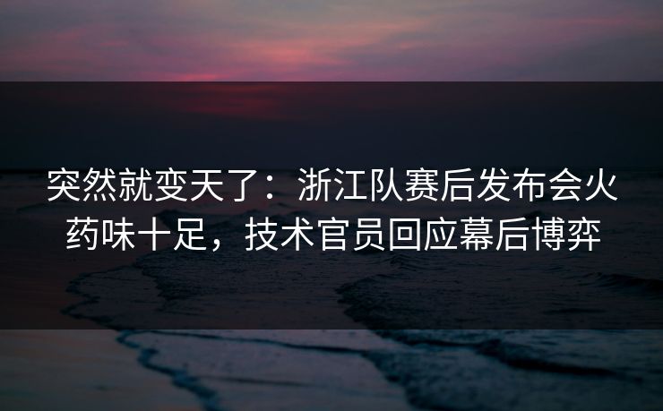 突然就变天了：浙江队赛后发布会火药味十足，技术官员回应幕后博弈  第1张