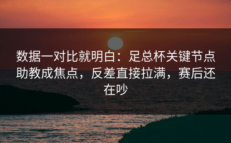 数据一对比就明白：足总杯关键节点助教成焦点，反差直接拉满，赛后还在吵  第1张